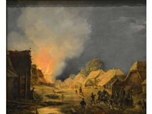 Museum für zuhause - Heinrich Bürkel: â€žBrand in einem Dorfâ€œ 