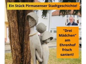 Ein Stück Pirmasenser Stadtgeschichte - â€žDrei Mädchenâ€œ am Pirmasenser Ehrenhof restauriert!