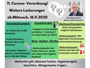 ‼️ Land beschließt weitere Corona- Lockerungen! - Gültig ab 16.9.2020! ‼️